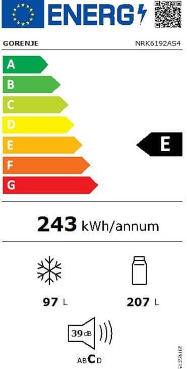 Gorenje Ψυγειοκαταψύκτης 304lt Total NoFrost Υ186xΠ59.5xΒ59εκ. Inox NRK6192AS4 4