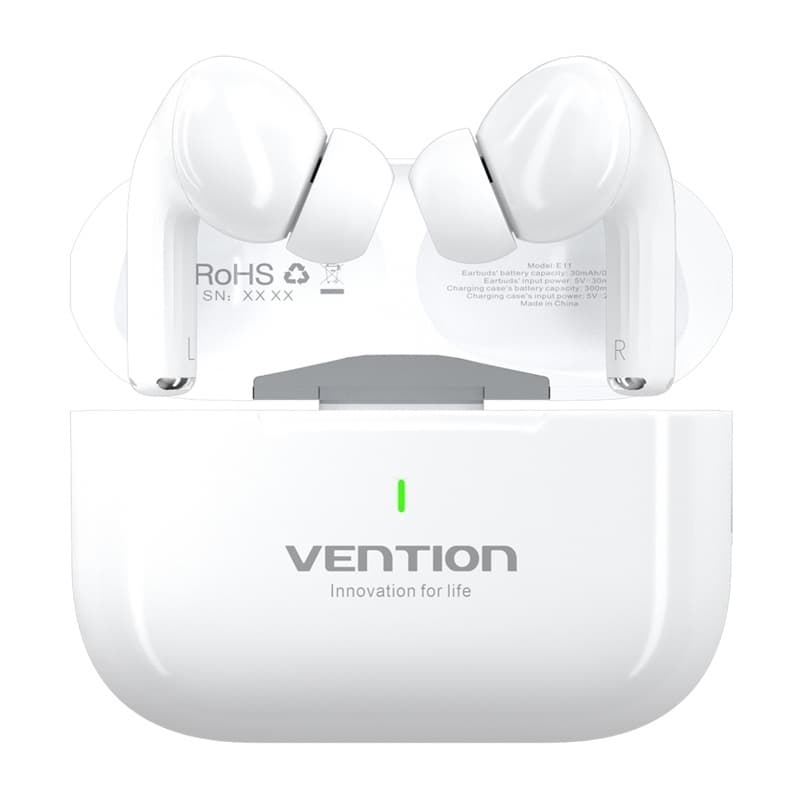 Vention Echo Lite E11 In-ear Bluetooth Handsfree Ακουστικά με Αντοχή στον Ιδρώτα και Θήκη Φόρτισης Λευκά