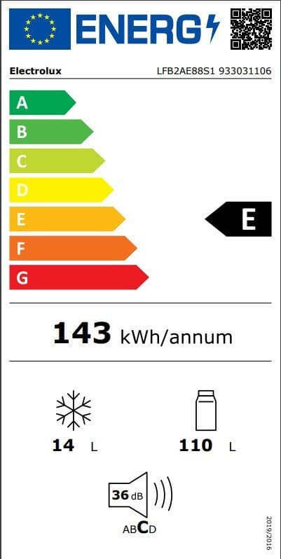Electrolux Εντοιχιζόμενο Mini Bar 124lt Υ87.3xΠ54.8xΒ54.9εκ. Λευκό LFB2AE88S1 5
