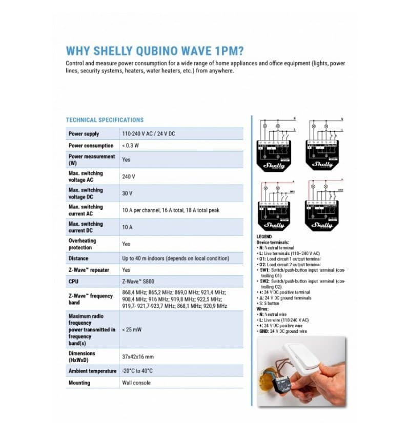 Shelly Wave 2PM Smart Switch Dimmer 2 Καναλιών Wi-Fi, Z-Wave & RF 16A 2τμχ 11