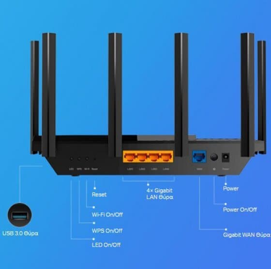 TP-LINK Archer AX73 v1 Ασύρματο Router Wi‑Fi 6 με 4 Θύρες Gigabit 8