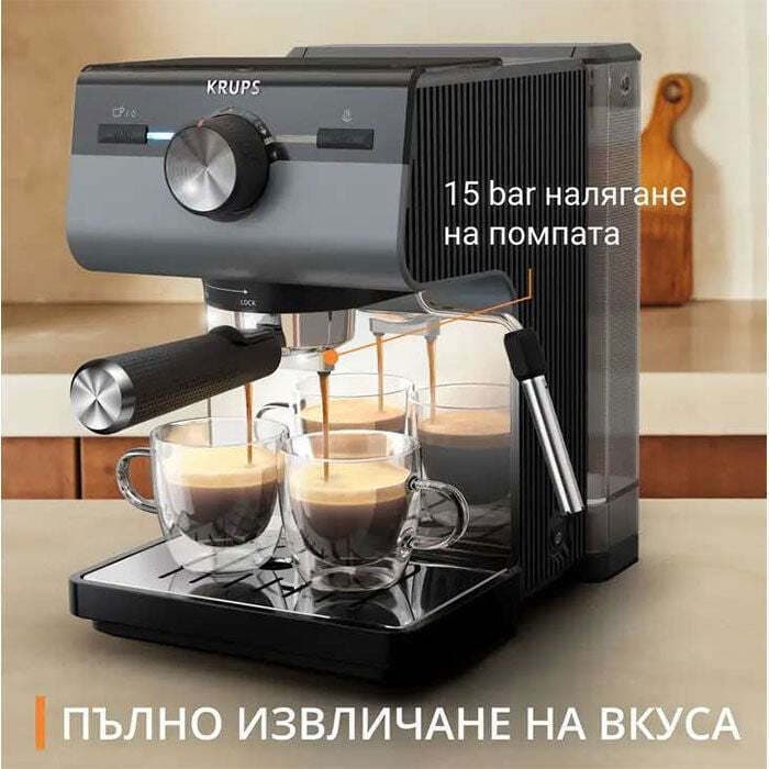 Krups Μηχανή Espresso 1140W Πίεσης 15bar Ασημί XP384E10 3
