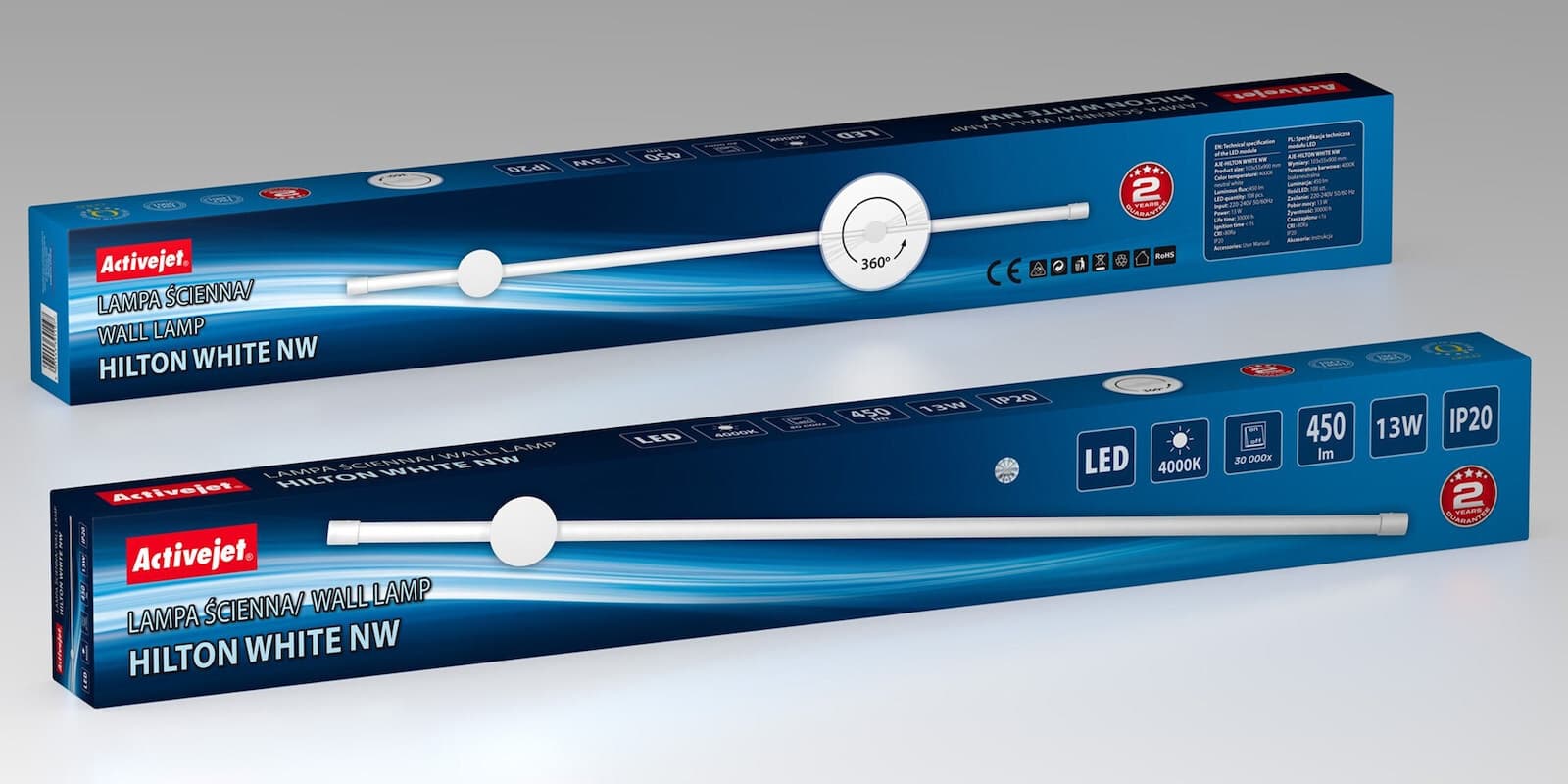 Active Jet Φωτιστικό Τοίχου με Ενσωματωμένο LED και Φυσικό Λευκό Φως AJE-HILTON 8