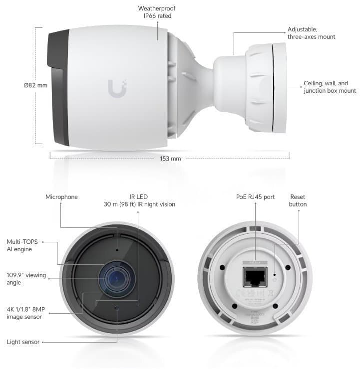 Ubiquiti G6 IP Κάμερα Παρακολούθησης 4K Αδιάβροχη με Μικρόφωνο 6