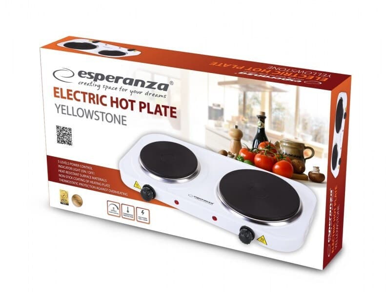 Esperanza Ekh0014w EKH014W Επιτραπέζια Εστία Εμαγιέ Διπλή Λευκή 3