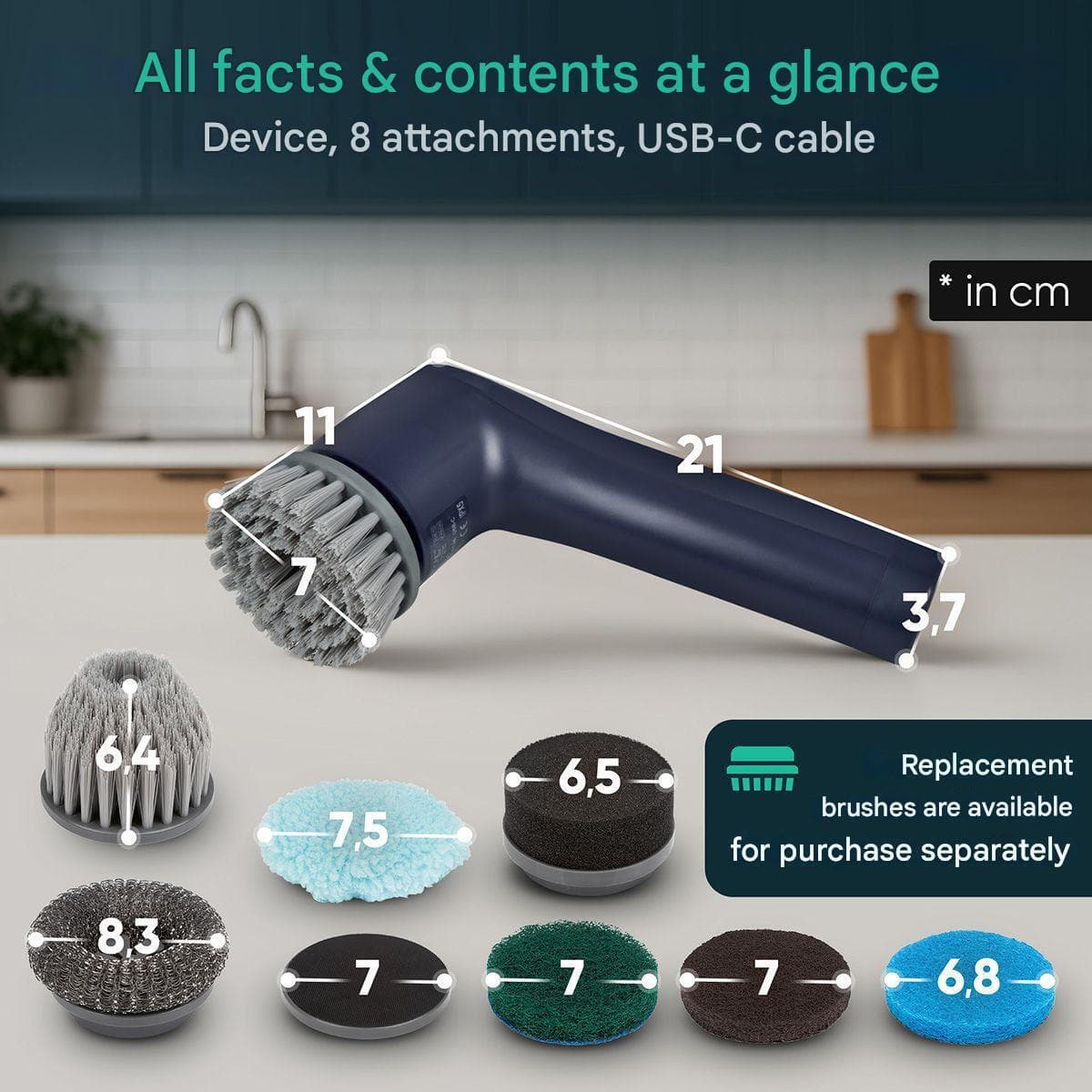 Rechargeable Surface Cleaning Brush Clatronic Navy Blue 3