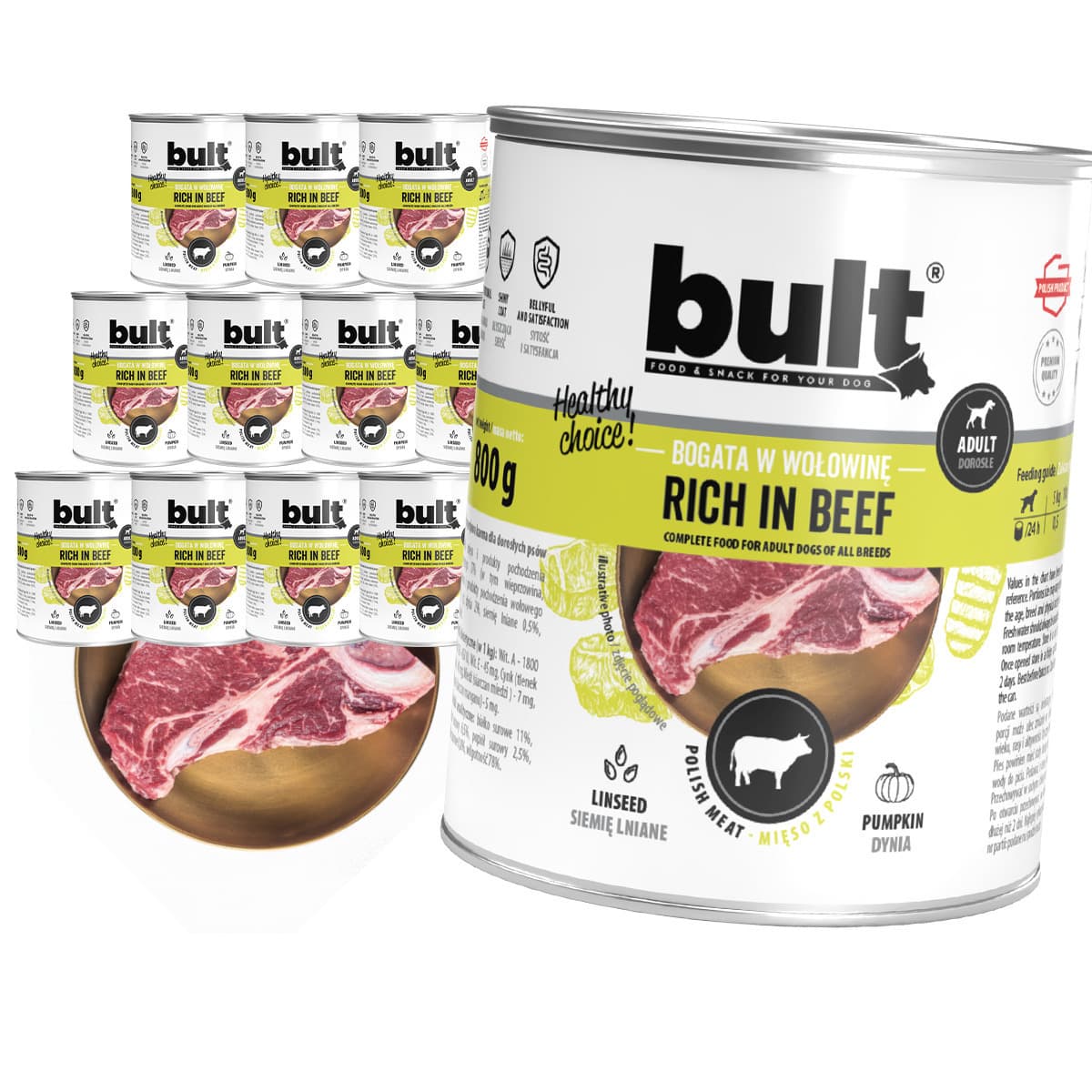 Bult Υγρή Τροφή Σκύλων σε Κονσέρβα με Βοδινό 800gr 2