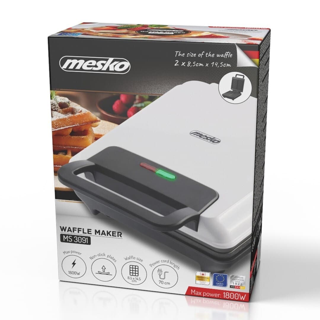 Adler MS 3091 Βαφλιέρα για Ορθογώνιες Βάφλες 2 Θέσεων 1200W 15