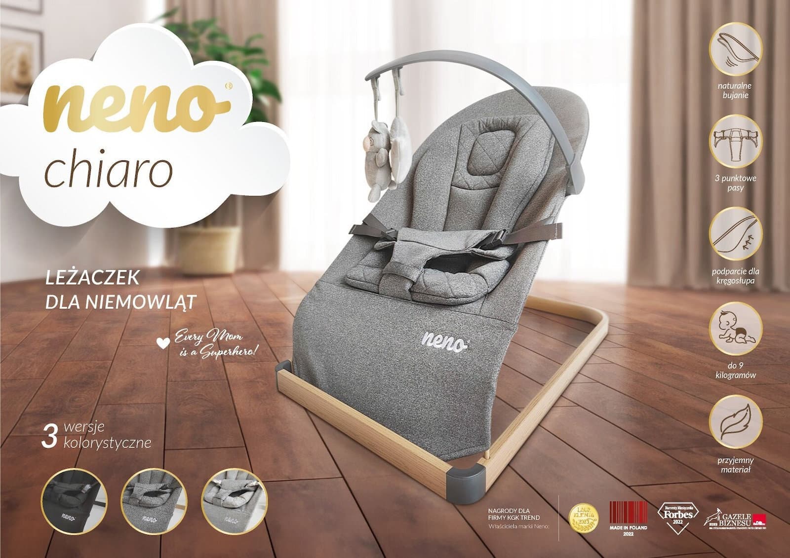 Neno Χειροκίνητο Relax Μωρού Γκρι για Παιδί έως 9kg 1990004