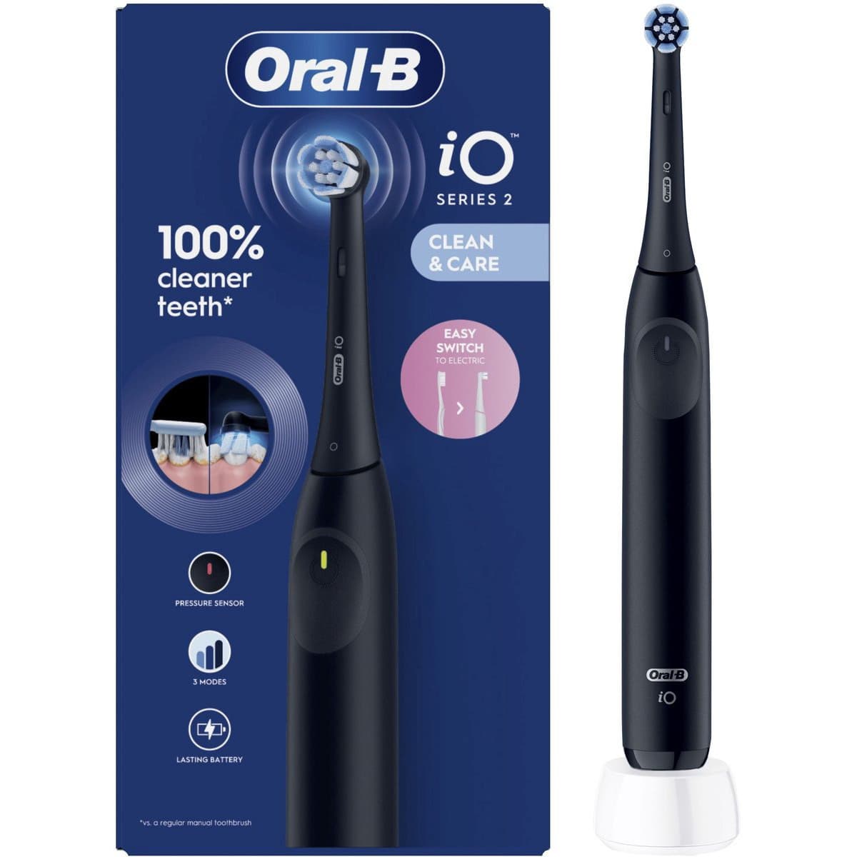Oral-B Io 2 Ηλεκτρική Οδοντόβουρτσα με Αισθητήρα Πίεσης Μαύρη 3