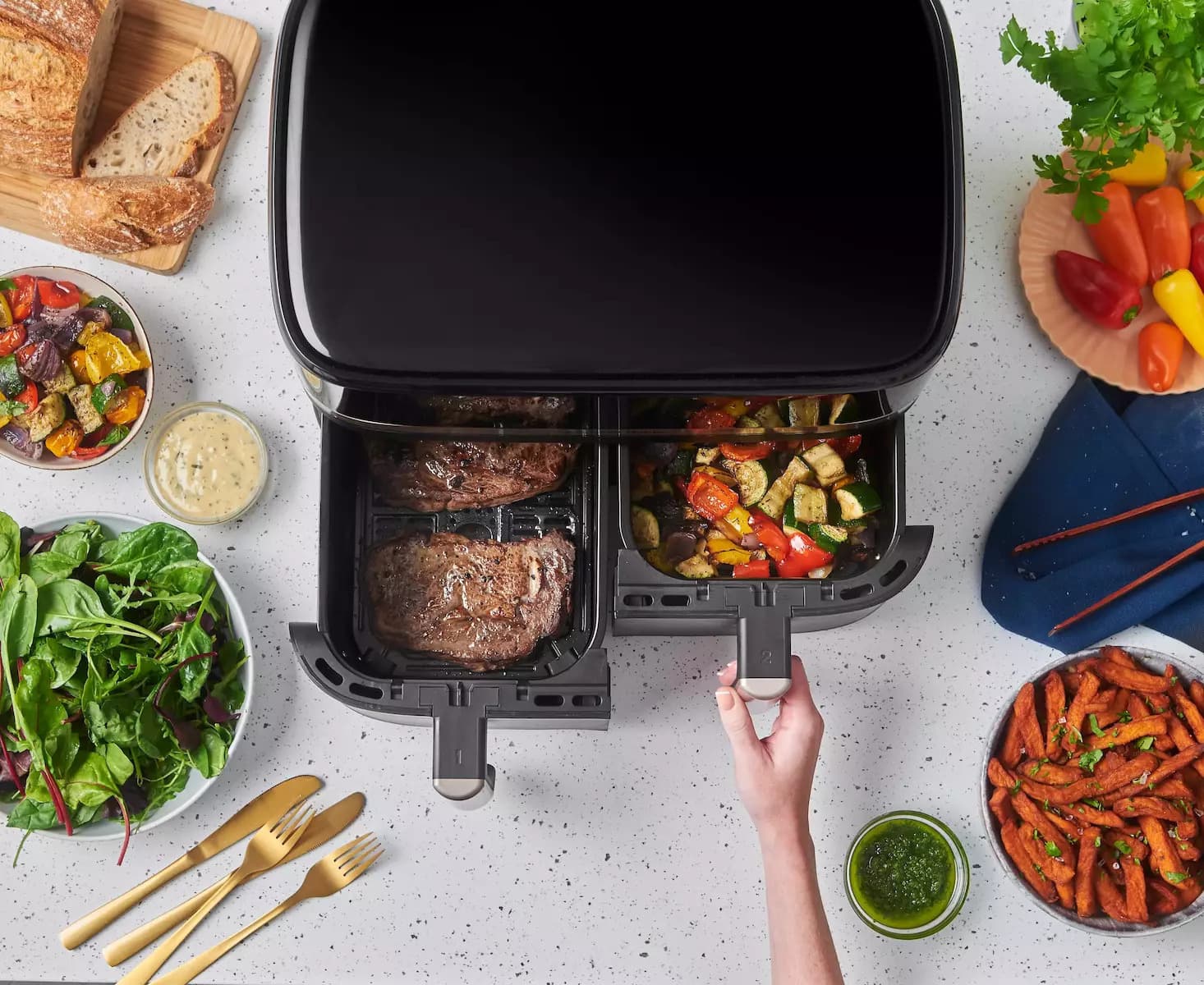 Russell Hobbs Satisfry Air Fryer με Διπλό Αποσπώμενο Κάδο 9lt Μαύρο 4