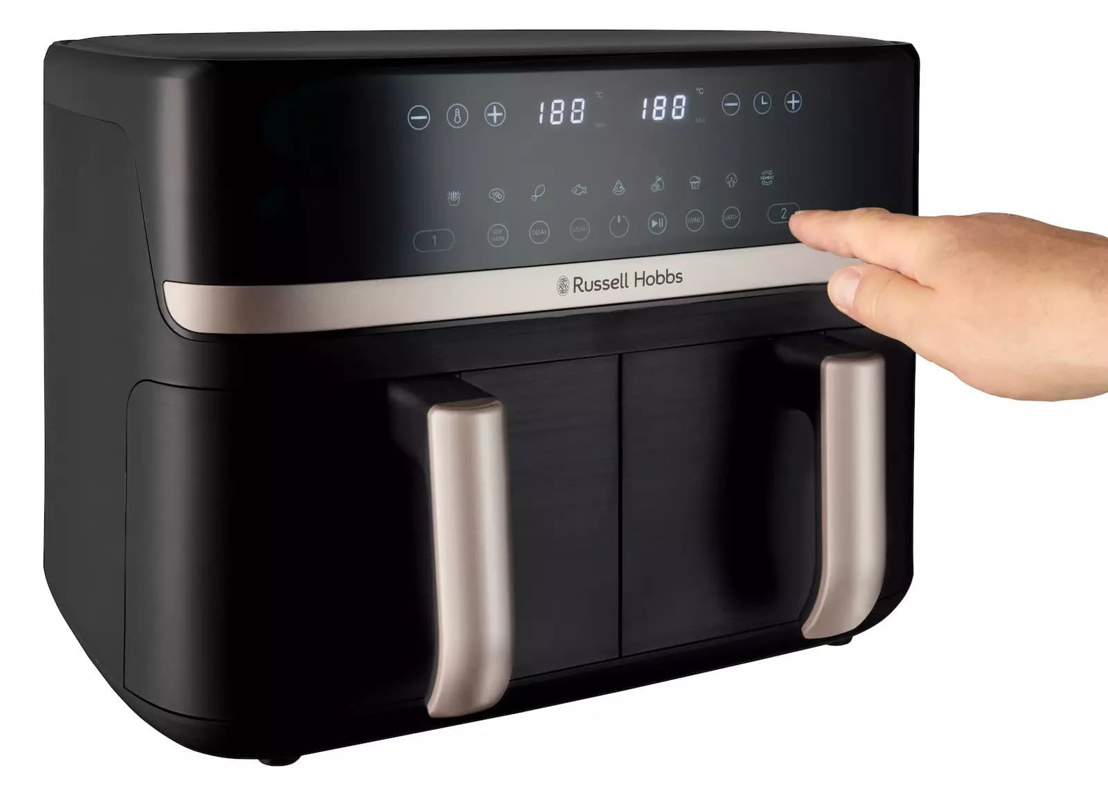 Russell Hobbs Satisfry Air Fryer με Διπλό Αποσπώμενο Κάδο 9lt Μαύρο 10