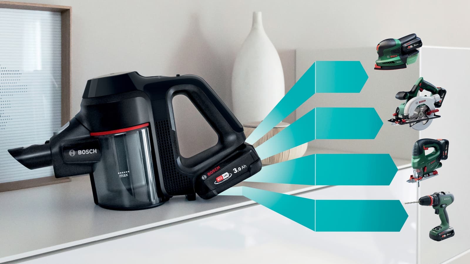 Bosch Unlimited 7 Επαναφορτιζόμενη Σκούπα 2 σε 1 Stick & Χειρός 18V Μαύρη 16