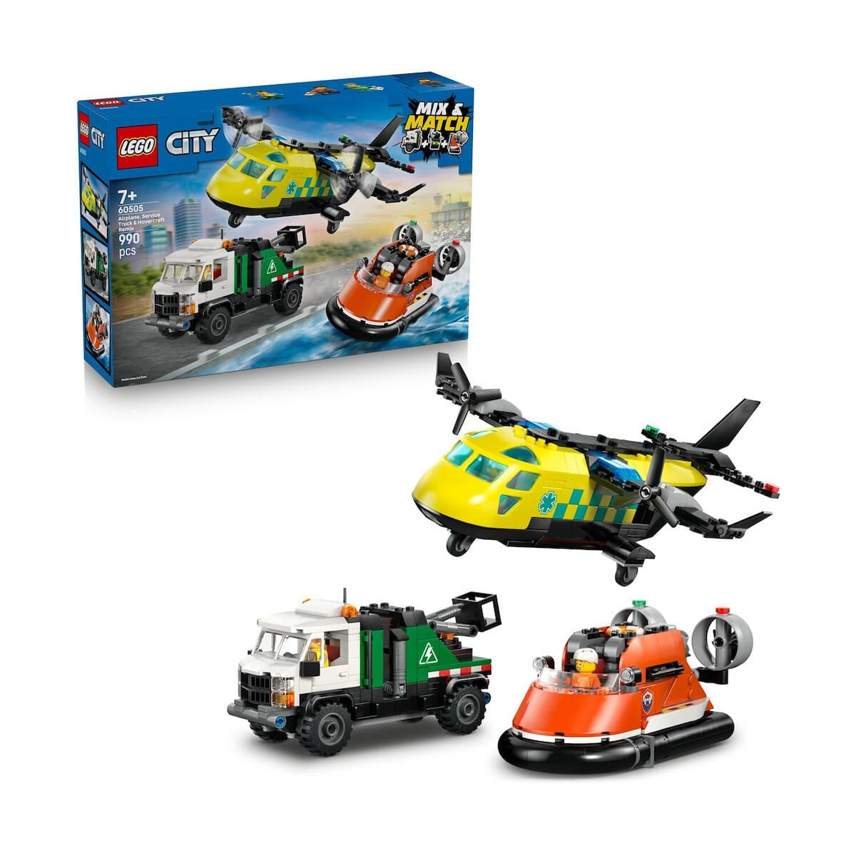 LEGO City Airplane, Service Truck & Hovercraft Remix για 7+ Ετών 990τμχ 60505 2
