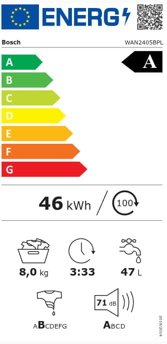 Bosch Πλυντήριο Ρούχων 8kg 1200 Στροφών WAN2405BPL 8