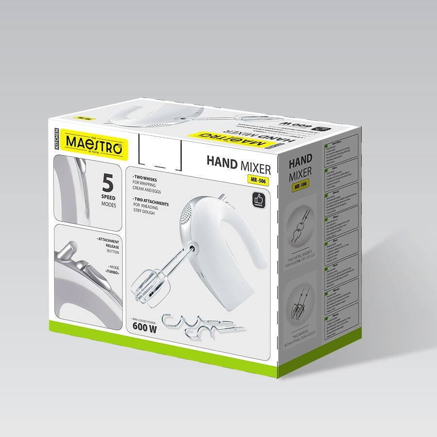 Maestro MR-506 Μίξερ Χειρός 600W Λευκό 4