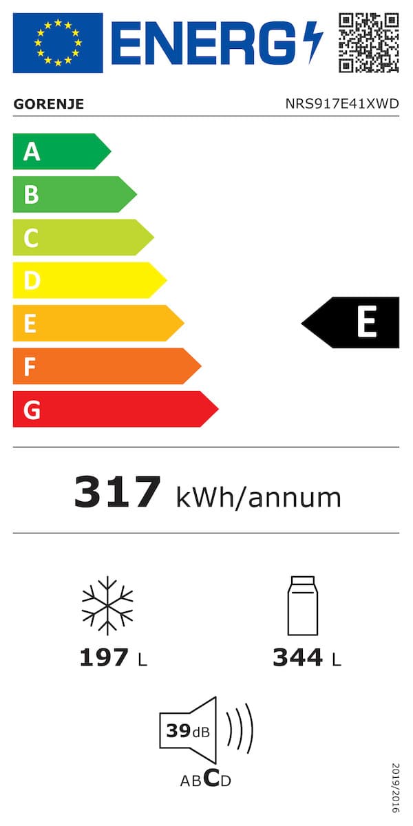 Gorenje Ψυγείο Ντουλάπα 541lt NoFrost Υ178.6xΠ91.1xΒ61.5εκ. Γκρι NRS917E41XWD 12