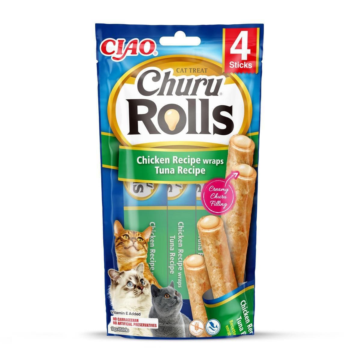 Inaba Churu Rolls Λιχουδιές σε Stick με Τόνο για Ενήλικες Γάτες 4τμχ 10gr IN731 2