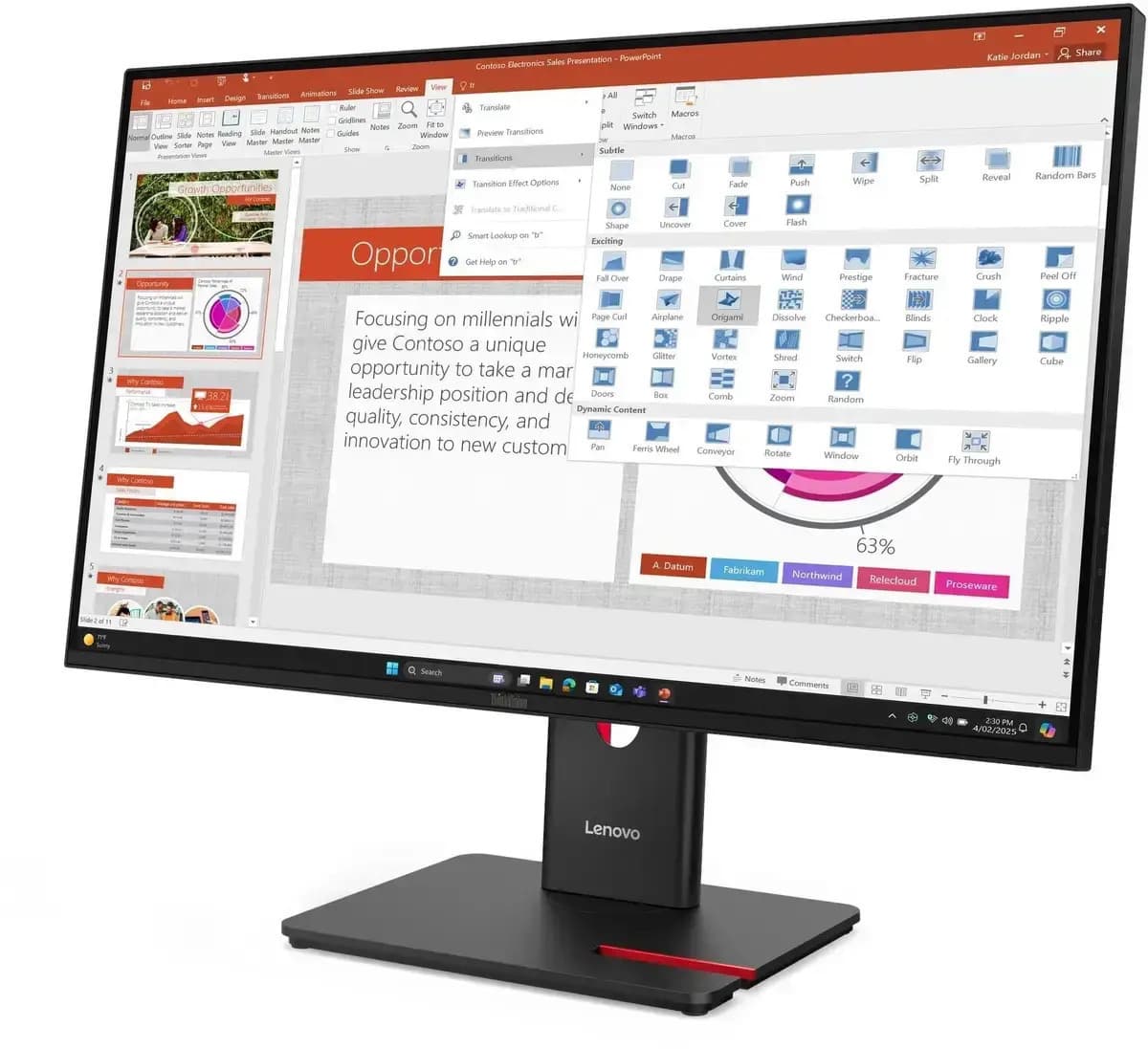 Lenovo 64A5ZAT6EU IPS Monitor 27" FHD 1920x1080 με Χρόνο Απόκρισης 6ms GTG 2