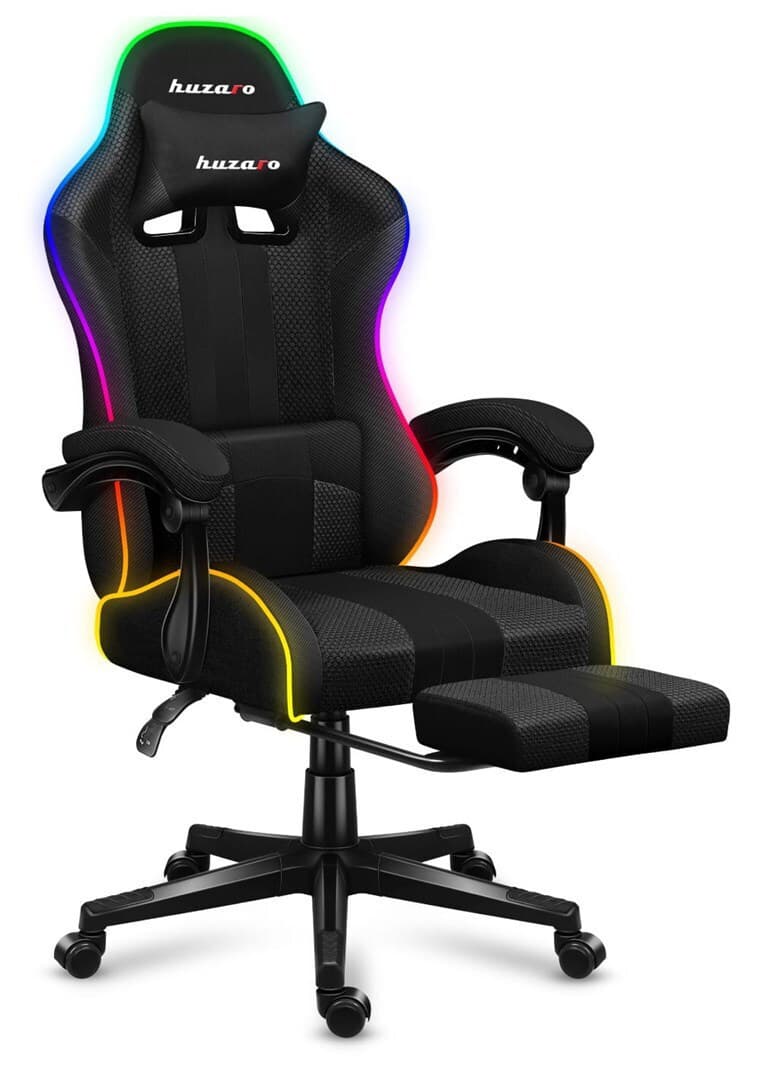 Huzaro Force 4.7 Καρέκλα Gaming Δερματίνης με RGB Φωτισμό και Υποπόδιο Grey Mesh 6