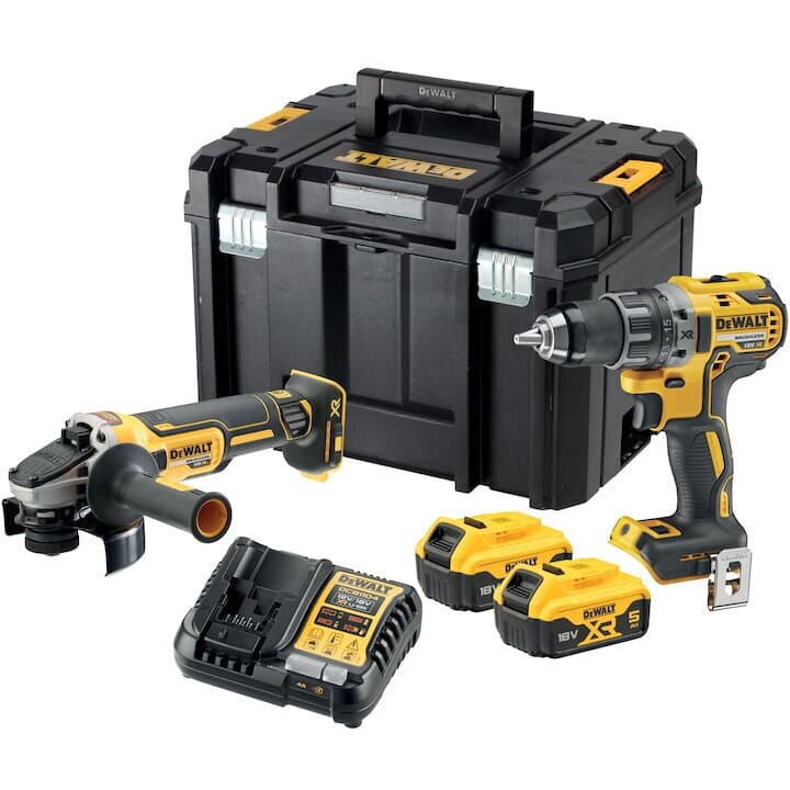 DEWALT DCK2020P2T Σετ Γωνιακός Τροχός & Δραπανοκατσάβιδο 18V με 2 Μπαταρίες 5Ah και Θήκη 6