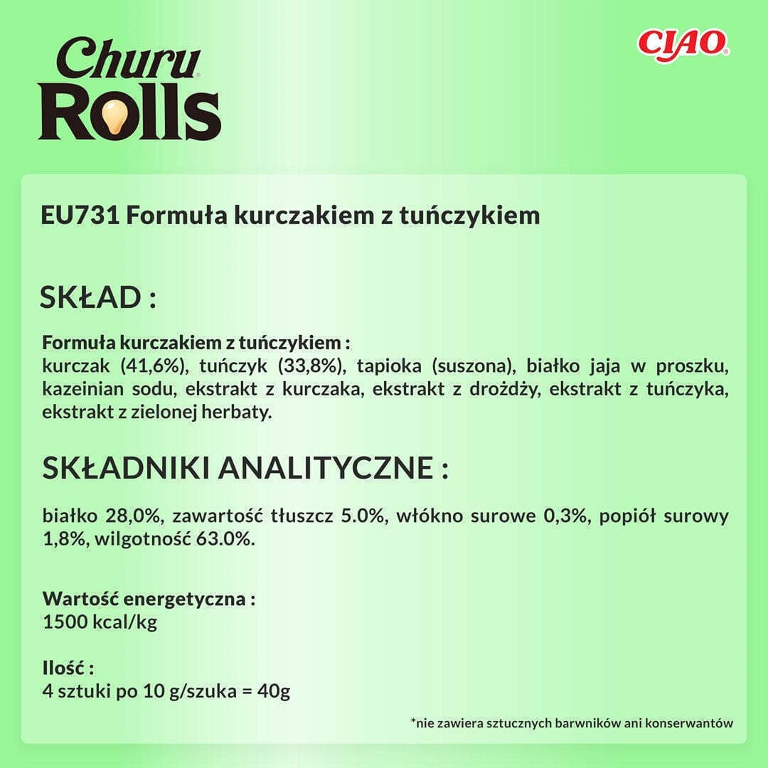 Inaba Churu Rolls Λιχουδιές σε Stick με Τόνο για Ενήλικες Γάτες 4τμχ 10gr IN731 8