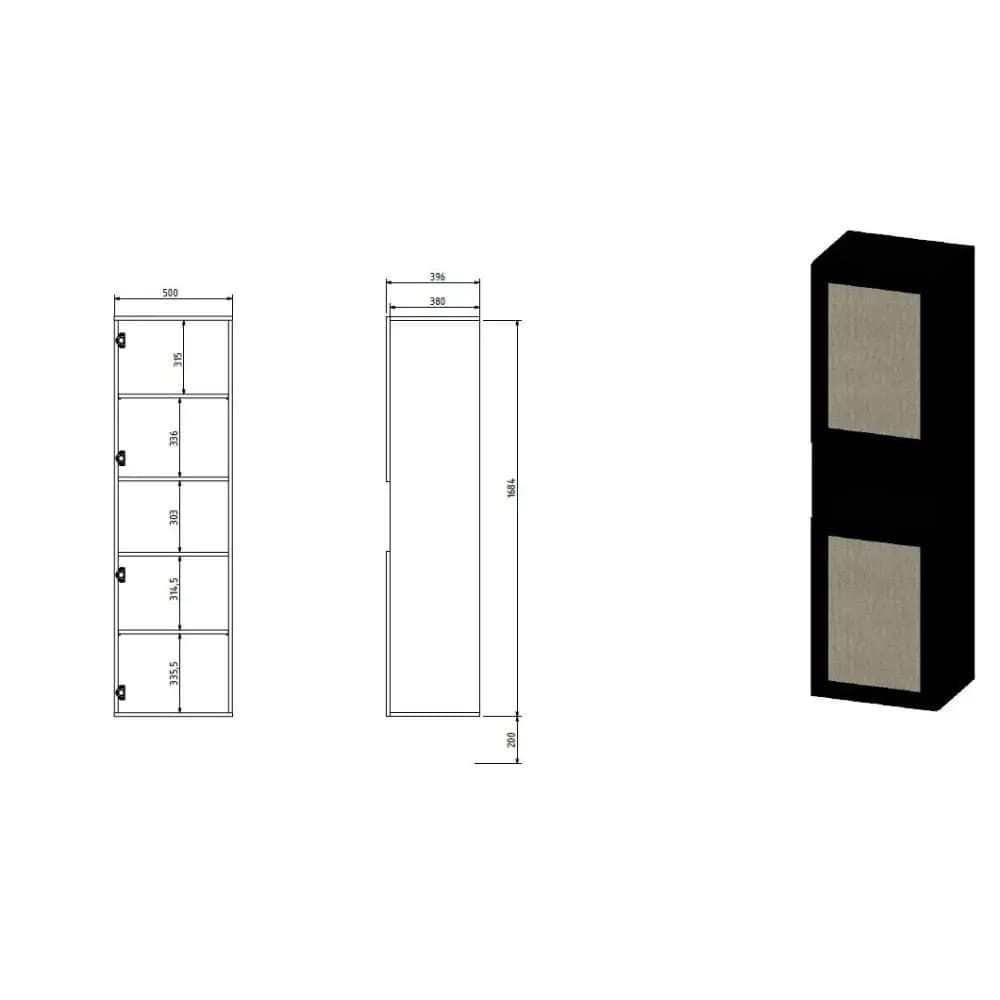 Στήλη Κουζίνας Black 50x39.5x190εκ. 4