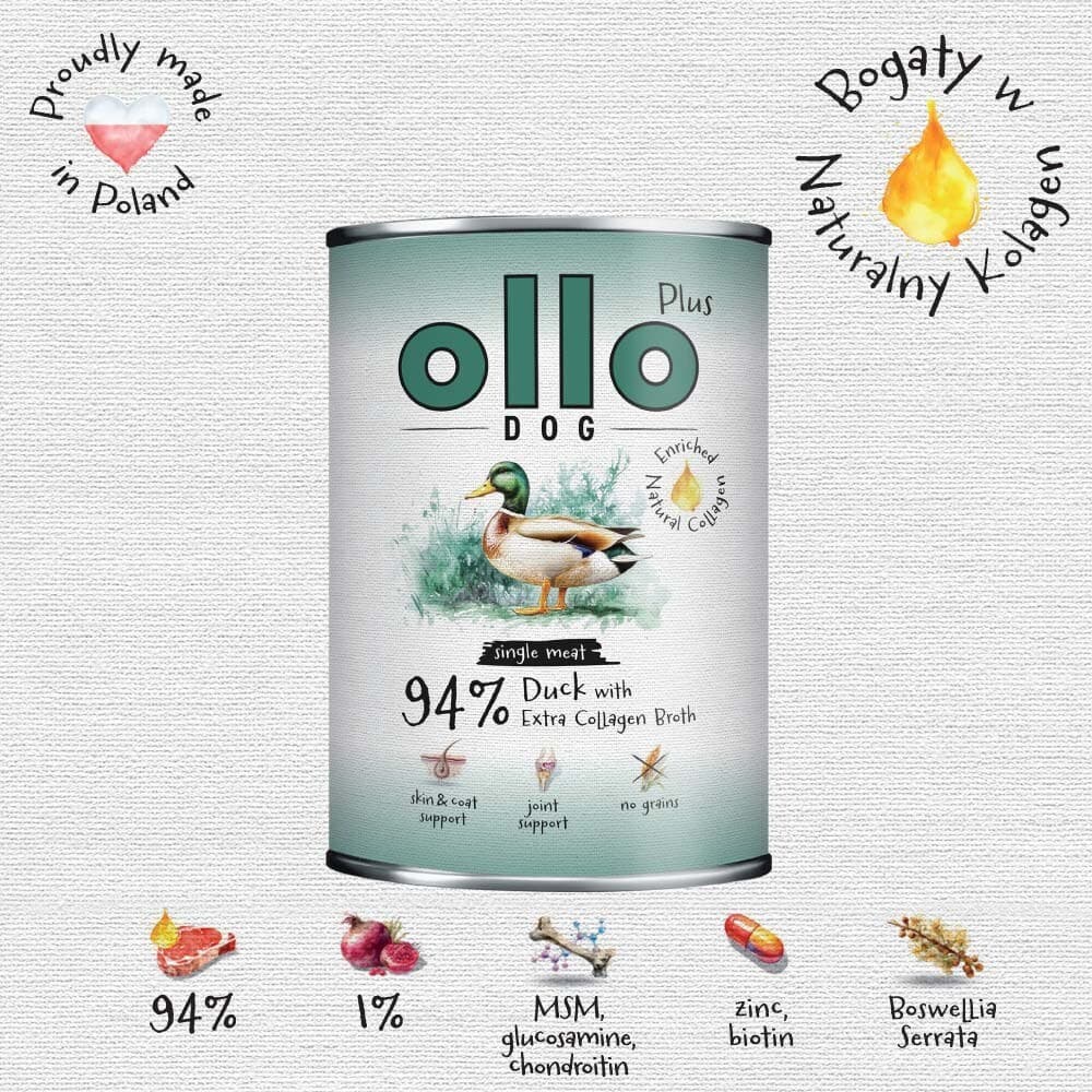 Ollo Υγρή Τροφή Σκύλων σε Κονσέρβα με Πάπια 400gr 2