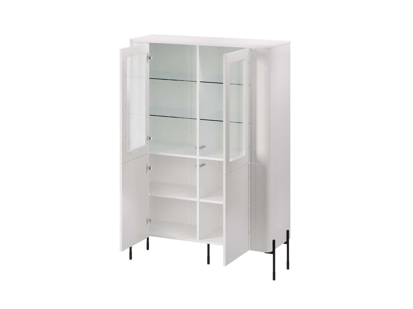 Vera Βιτρίνα Σαλονιού από Μασίφ Ξύλο με Τζάμι White 110x40x160cm 4