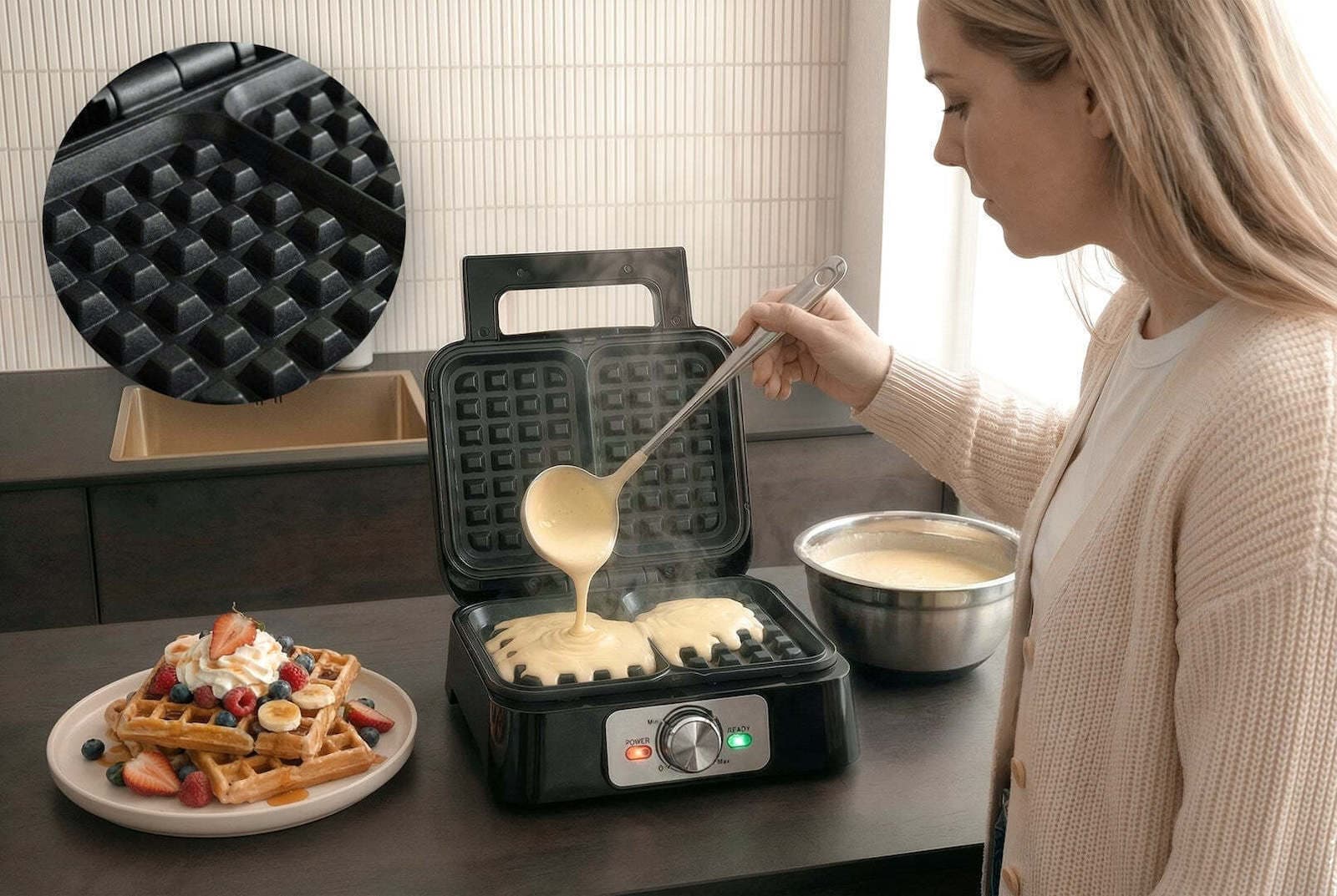 Promis WAP1600 Βαφλιέρα για Ορθογώνιες Βάφλες 2 Θέσεων 1200W 9