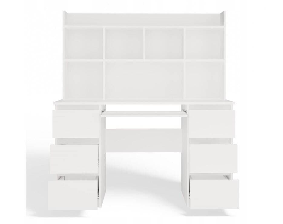 Γραφείο Kuba Ξύλινο με Βιβλιοθήκη White 180x150x70εκ. 4