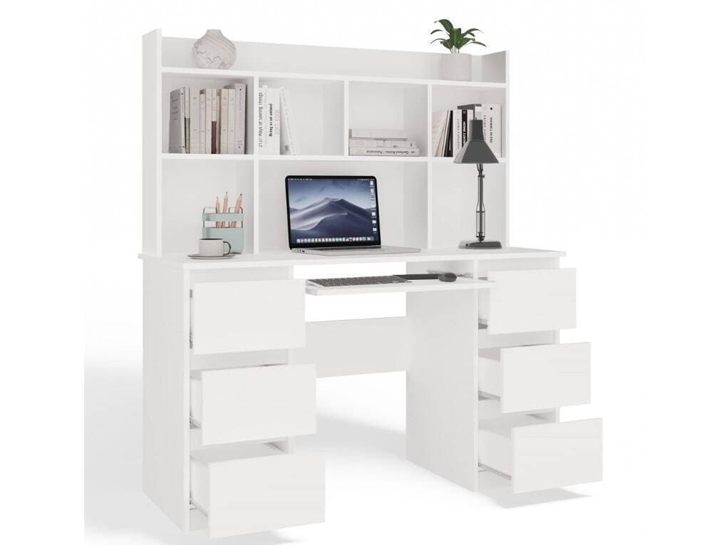 Γραφείο Kuba Ξύλινο με Βιβλιοθήκη White 180x150x70εκ. 12