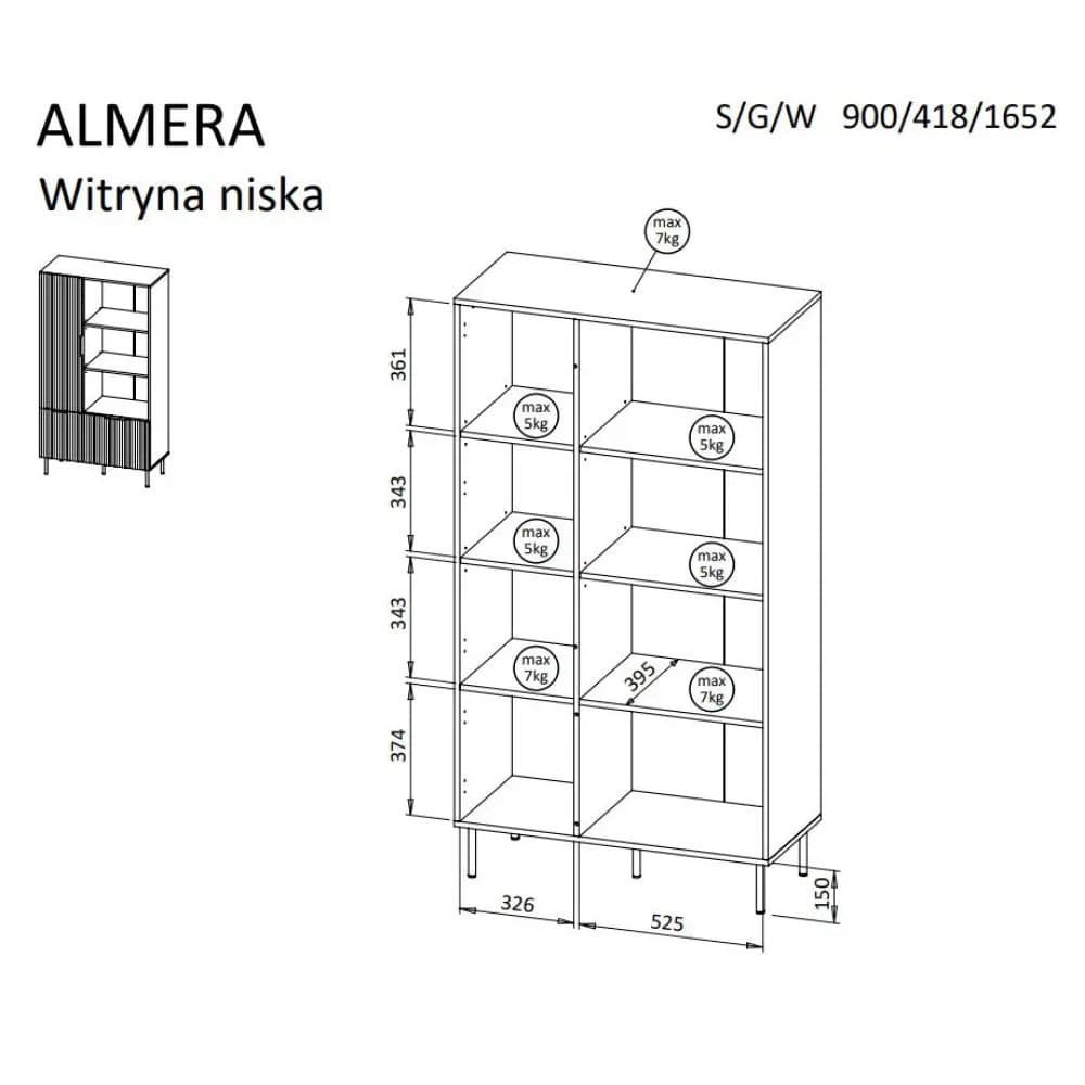 Μπουφές Almera Ξύλινος Cashmere 90x42x165cm 3