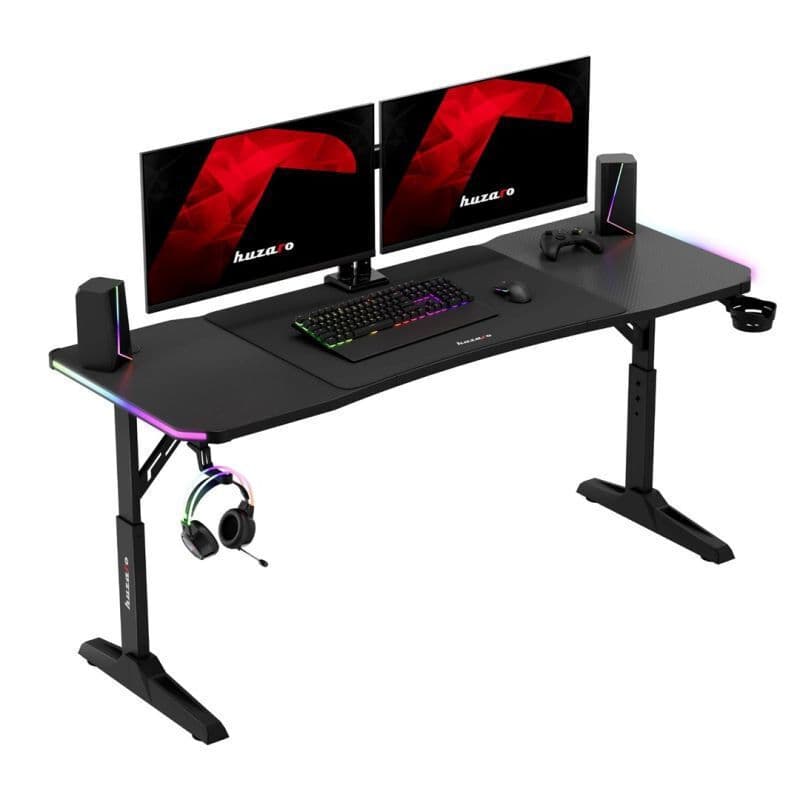 Γραφείο Gaming Hero Ξύλινο Black Rgb με Μεταλλικά Πόδια, Ρυθμιζόμενο Ύψος & LED 160x80x75εκ. HZ-HERO4.6RGBBLACK 2