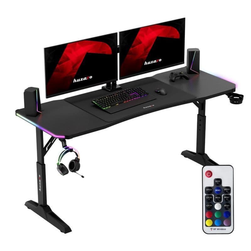 Γραφείο Gaming Hero Ξύλινο Black Rgb με Μεταλλικά Πόδια, Ρυθμιζόμενο Ύψος & LED 160x80x75εκ. HZ-HERO4.6RGBBLACK 12