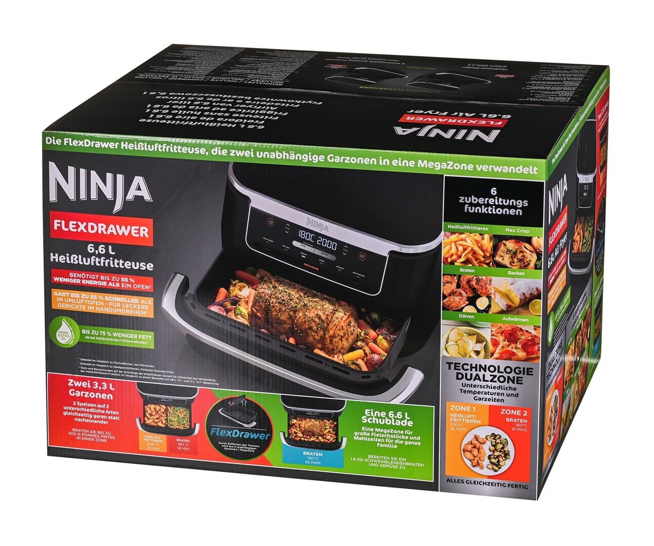 Ninja Air Fryer με Διπλό Αποσπώμενο Κάδο 6.6lt Μαύρο AF550EU 4