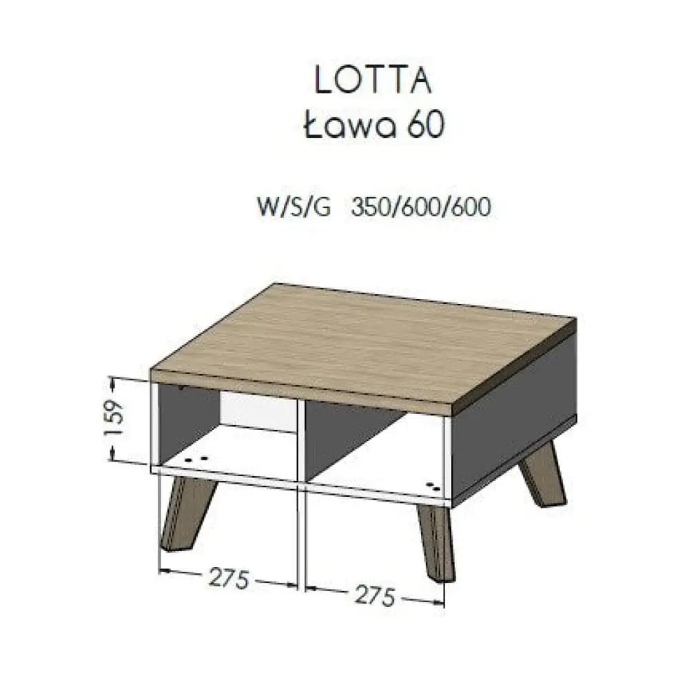 Τετράγωνο Κεντρικό Τραπεζάκι Lotta Ξύλινο White / Sonoma Oak Μ60xΠ60xΥ35εκ. 4