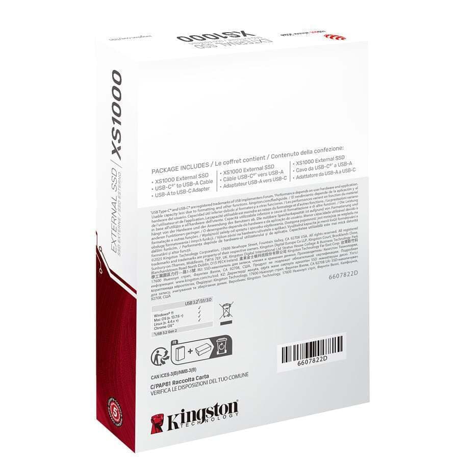 Kingston XS1000 USB-C 3.2 / Wi-Fi Εξωτερικός SSD 1TB 1.8" Μαύρο 7