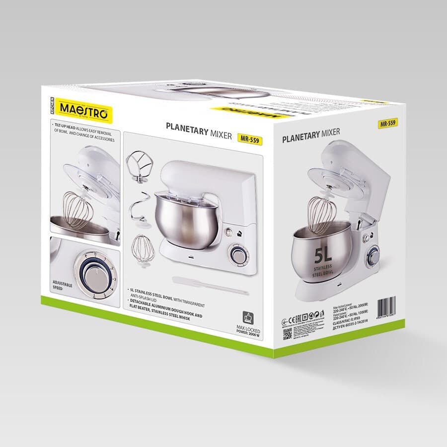 Maestro Κουζινομηχανή 1000W με Ανοξείδωτο Κάδο 4.2lt Λευκή MR-559 4