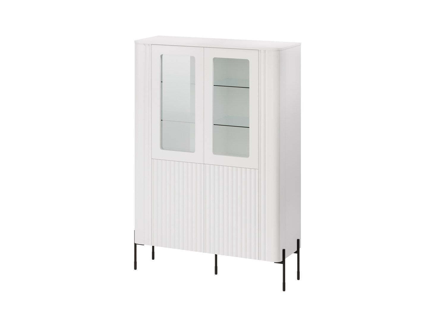 Vera Βιτρίνα Σαλονιού από Μασίφ Ξύλο με Τζάμι White 110x40x160cm