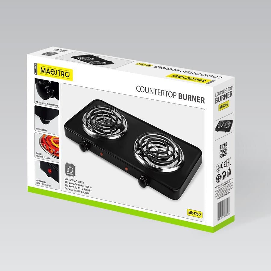 Maestro MR-770-2 Επιτραπέζια Εστία Εμαγιέ Διπλή Μαύρη 4