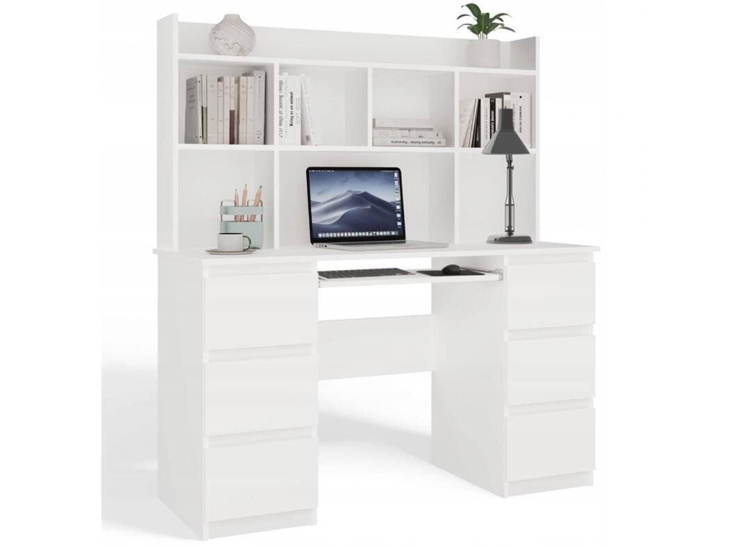 Γραφείο Kuba Ξύλινο με Βιβλιοθήκη White 180x150x70εκ.