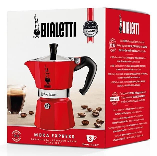 Bialetti Moka Express Μπρίκι Espresso 3cups Κόκκινο 0004942/NP 8