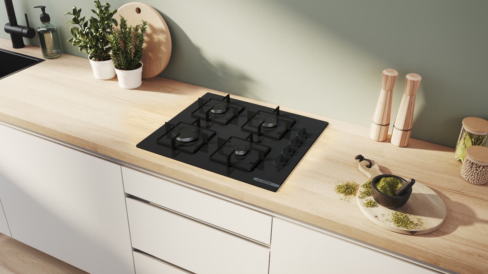 Bosch Serie 2 Εστία Φυσικού Αερίου Αυτόνομη 59x52εκ. POP6B6K30
