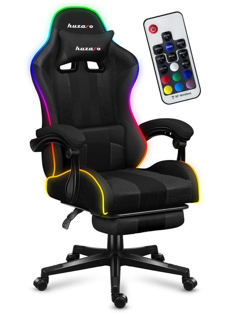 Huzaro Force 4.7 Καρέκλα Gaming Δερματίνης με RGB Φωτισμό και Υποπόδιο Grey Mesh
