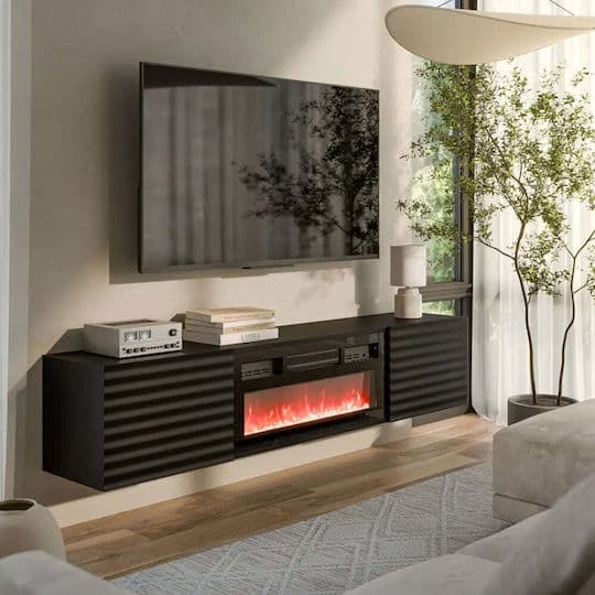 Έπιπλο Τηλεόρασης Matte Black Multicolor Μ183xΠ35xΥ37cm 301163