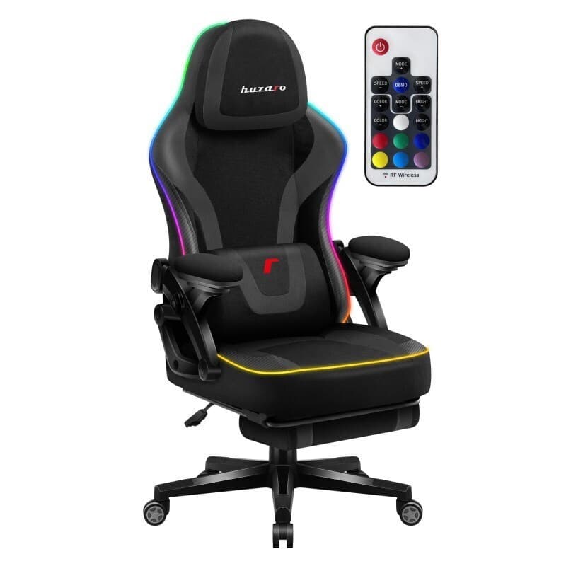 Huzaro Force 4.6 Καρέκλα Gaming με RGB Φωτισμό και Υποπόδιο Μαύρη