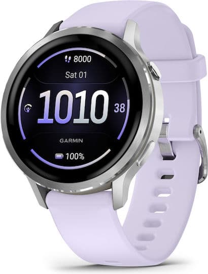 Garmin Venu 4 Stainless Steel 41mm Αδιάβροχο Smartwatch με Παλμογράφο (Silver with Periwinkle)