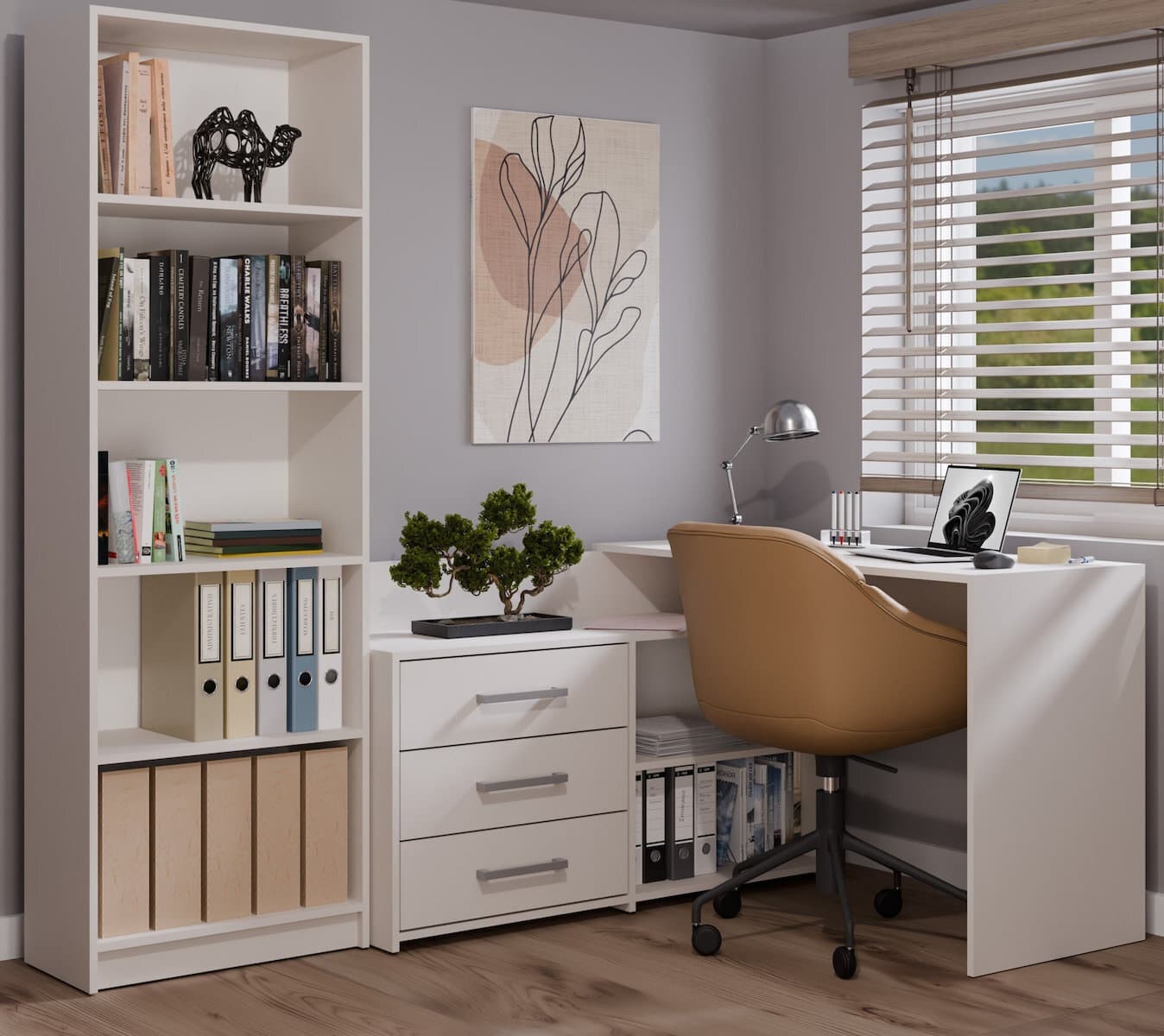Γωνιακό Γραφείο Dany Ξύλινο Cashmere Beige 120x120x76εκ.