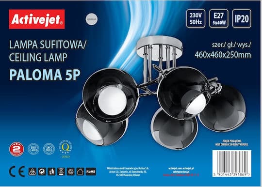 Active Jet Κρεμαστό Φωτιστικό για 5 Λαμπτήρες E27 AJE-PALOMA 5P